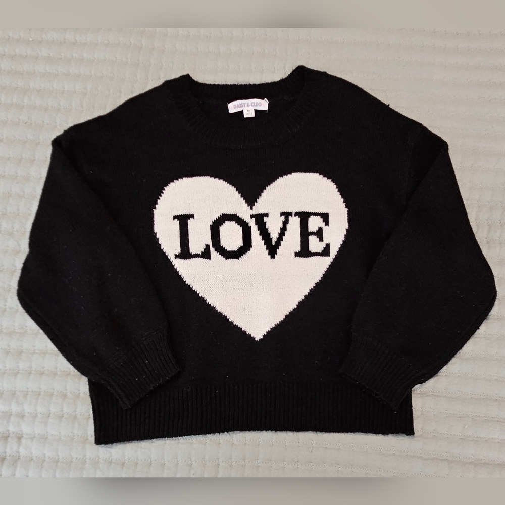Daisy & Cleo Black and White Love Sweater